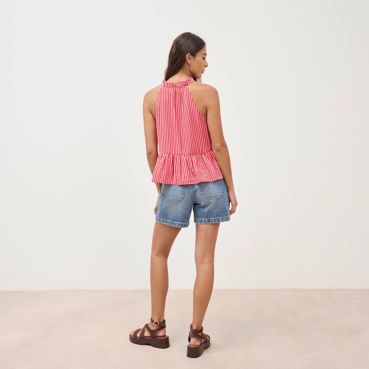 Top droit sans manches rouge femme