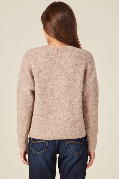Pull éco-responsable beige femme