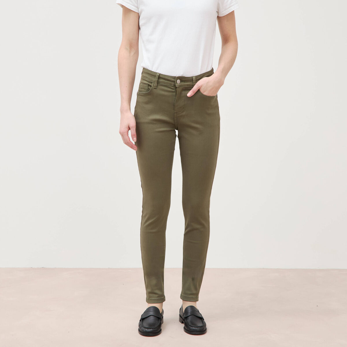Pantalon Audrey - skinny push up vert kaki femme