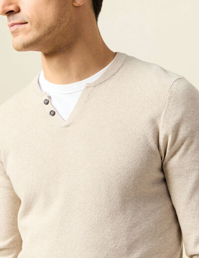 Pull manches longues sable homme