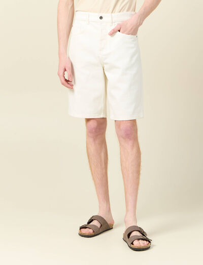 Short straight en jean denim blanc homme