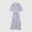 Robe manches courtes col am&eacute;ricain ecru femme