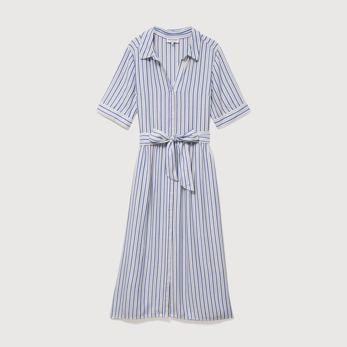 Robe manches courtes col am&eacute;ricain ecru femme