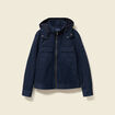 Blouson col montant à capuche bleu marine homme