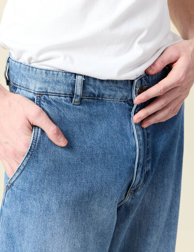 Chino droit longueur 32 en coton denim stone homme