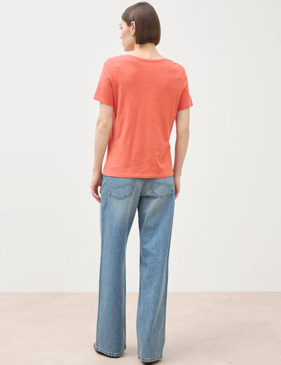 T-shirt manches courtes rouge fonc&eacute; femme