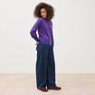 Pull manches longues col rond bleu roi femme