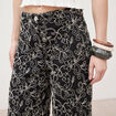 Pantalon loose en coton doubl&eacute; noir femme