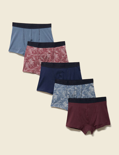 Lot de 5 boxers bleu fonc&eacute; homme