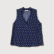 Top sans manches col v fluide bleu femme