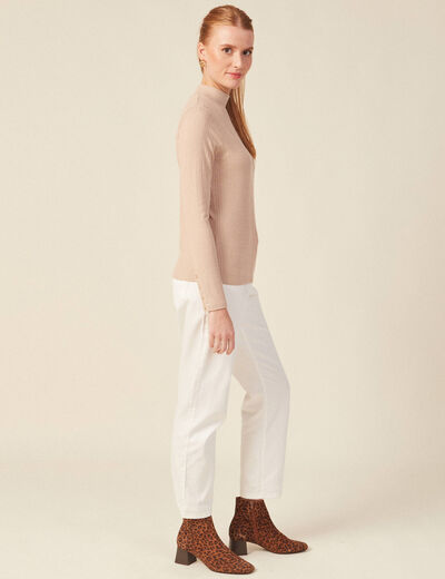 T-shirt manches longues beige femme
