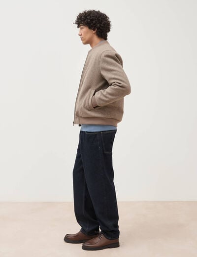 Blouson doubl&eacute; manches longues taupe homme