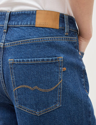 Jeans barrel taille haute 7/8&egrave;me denim brut femme