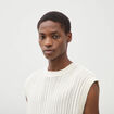 Pull sans manches col rond en coton ecru homme
