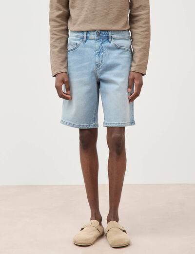 Bermuda en jeans denim bleach homme