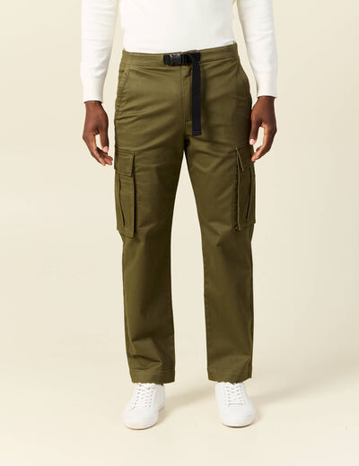 Pantalon cargo poches côtés vert kaki homme