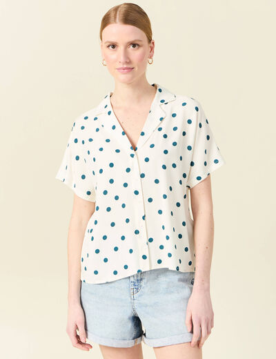 Chemise manches courtes bleu canard femme