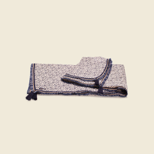 foulard a franges bleu marine femme Foulard à franges bleu marine femme