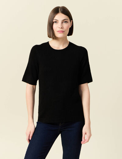 Pull manches courtes noir femme