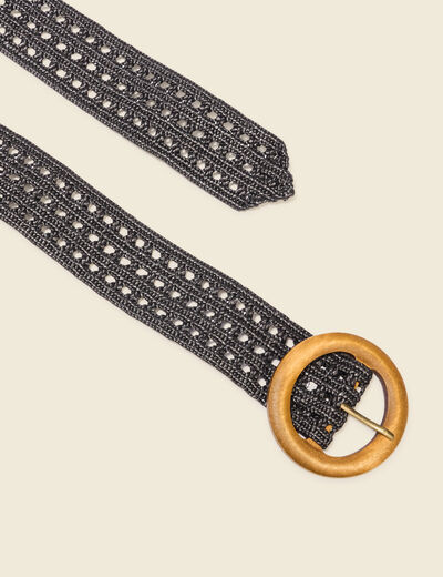 Ceinture tressée perforée noir femme
