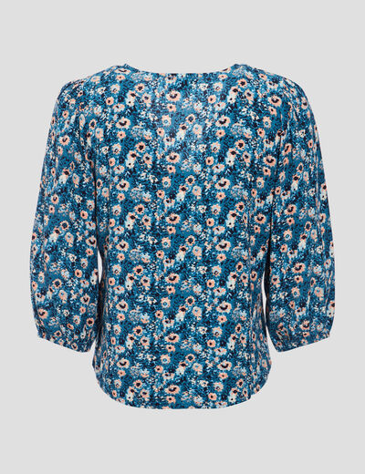 Blouse éco-responsable bleu canard femme