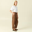 Pantalon slouchy taille haute 7/8&egrave;me marron femme
