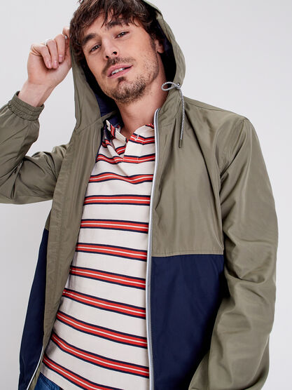 Veste droite a capuche vert kaki homme