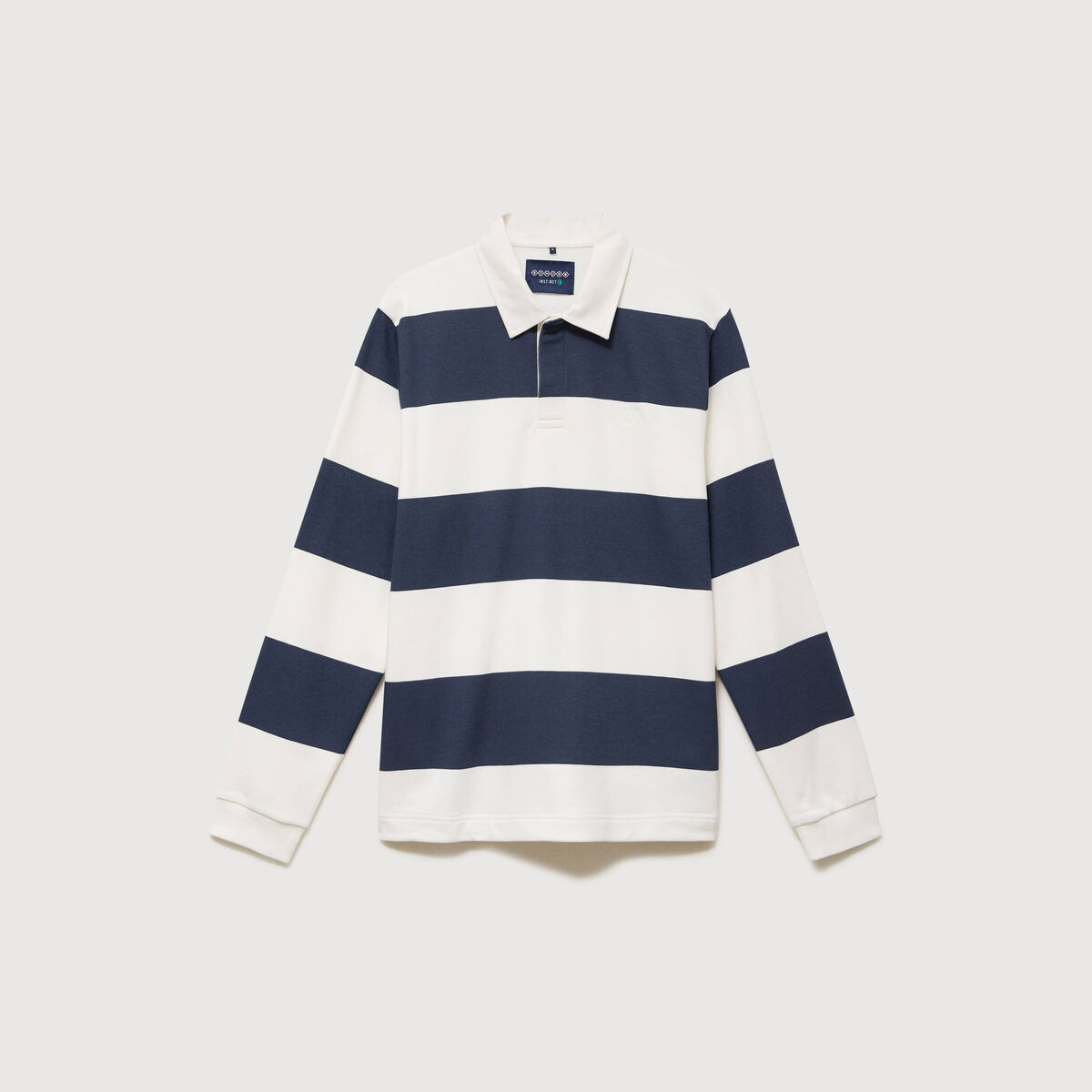 Polo manches longues broderie bleu marine homme