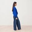 Sweat droit col rond manches longues bleu electrique femme