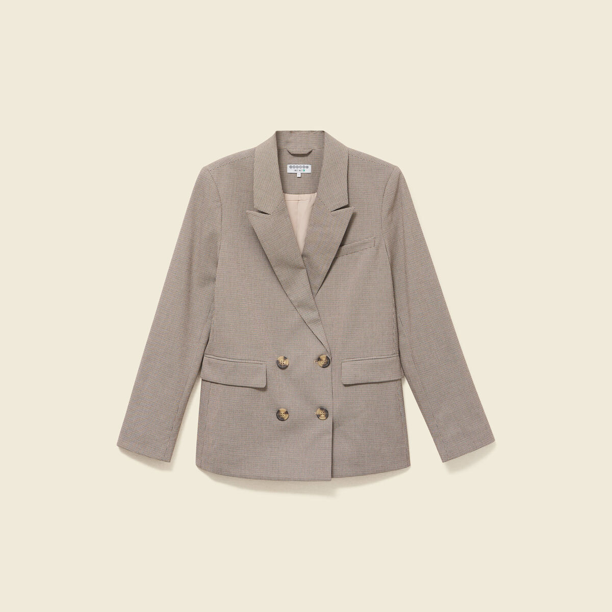 Blazer manches longues col tailleur beige femme