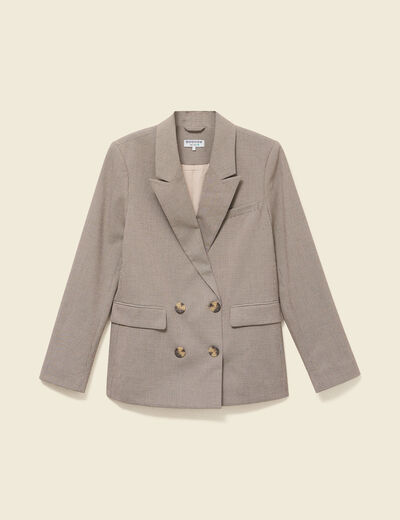 Blazer manches longues col tailleur beige femme