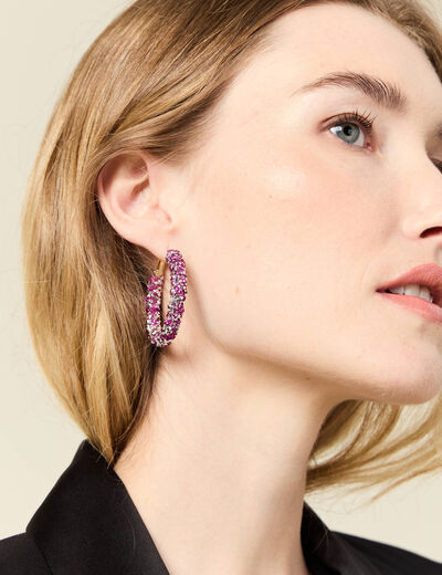 Boucles d'oreilles créoles rose fushia femme