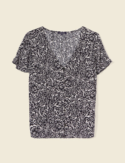 Chemise manches courtes noir femme