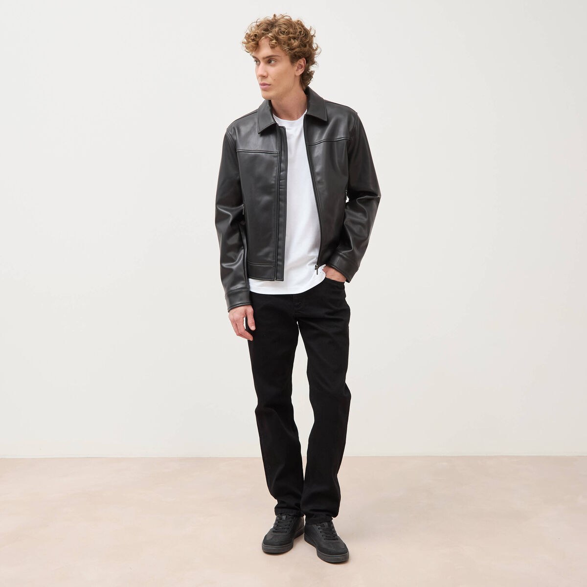 Jeans straight longueur 32 denim noir homme