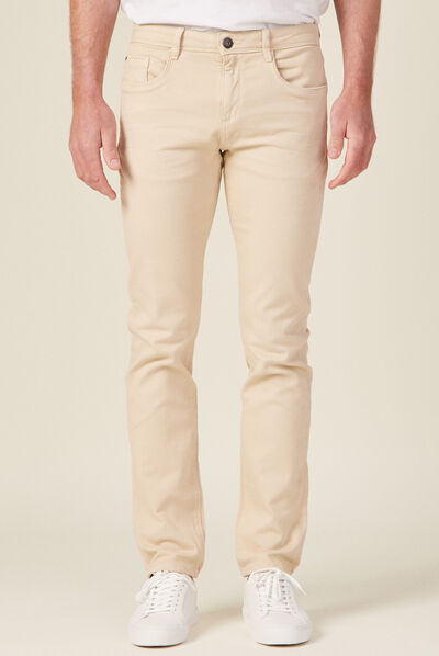 Pantalon slim 5 poches beige homme