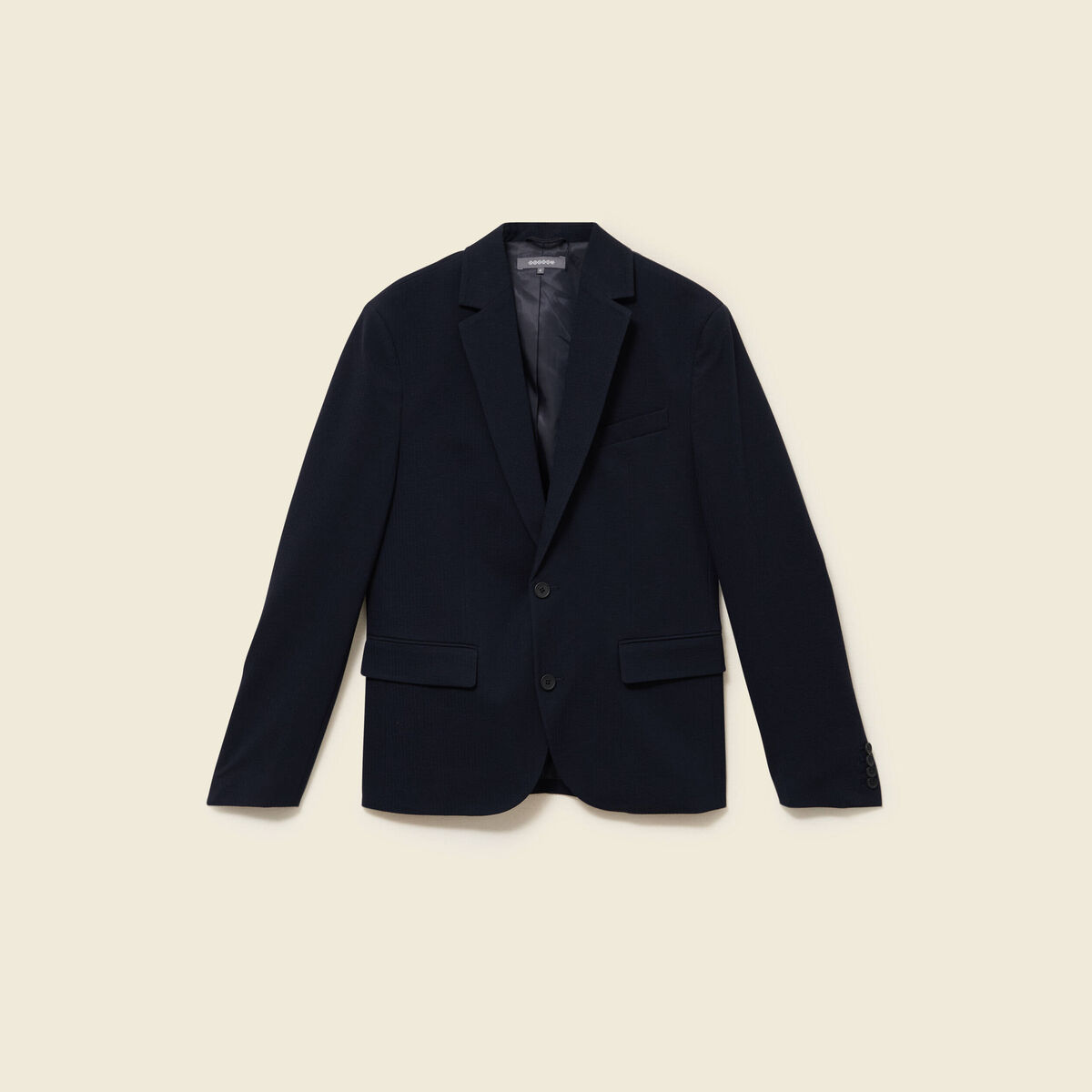 Blazer cintr&eacute; manches longues doubl&eacute; bleu marine homme