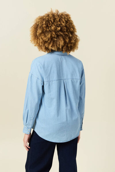 Chemise en jean denim bleach femme