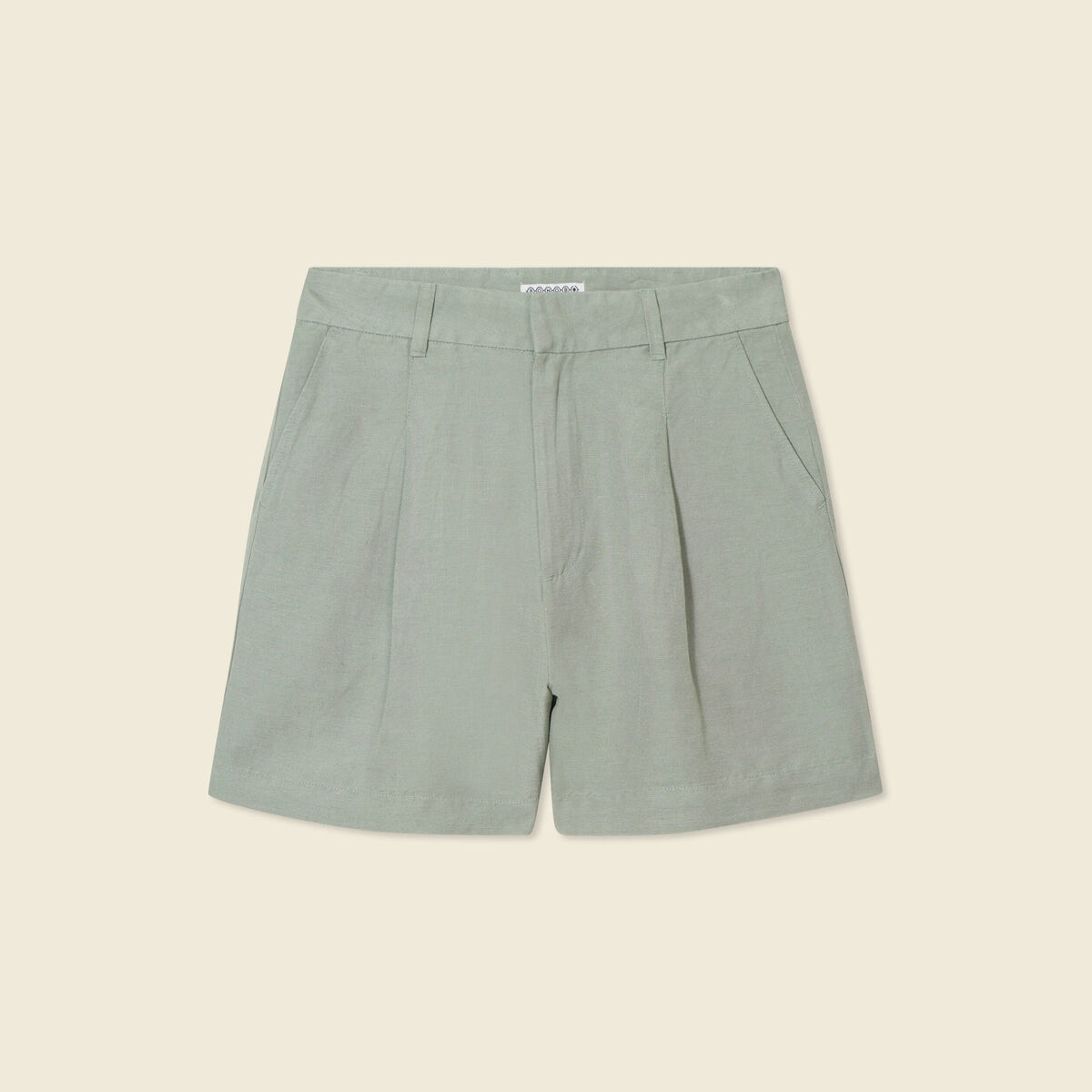 Short droit avec pinces vert kaki femme