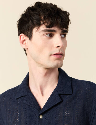 Chemise manches courtes bleu marine homme