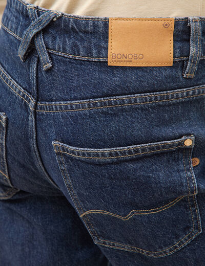 Jeans straight 7/8&egrave;me taille haute denim brut femme