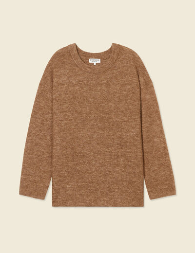 Pull manches longues marron foncé femme