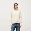 Pull oversize col rond manches longues creme femme