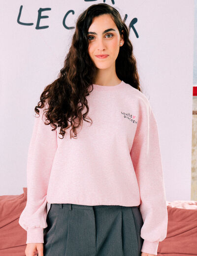 Sweat Atelier Beguin x Bonobo rose poudr&eacute;e femme