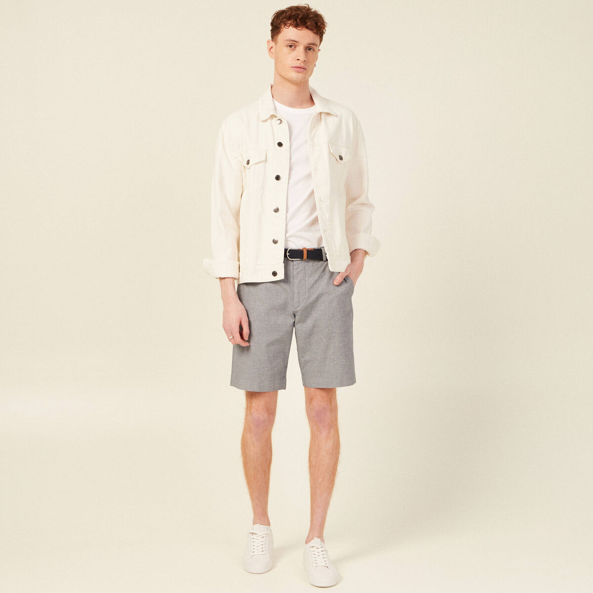 Short à ceinture bleu marine homme
