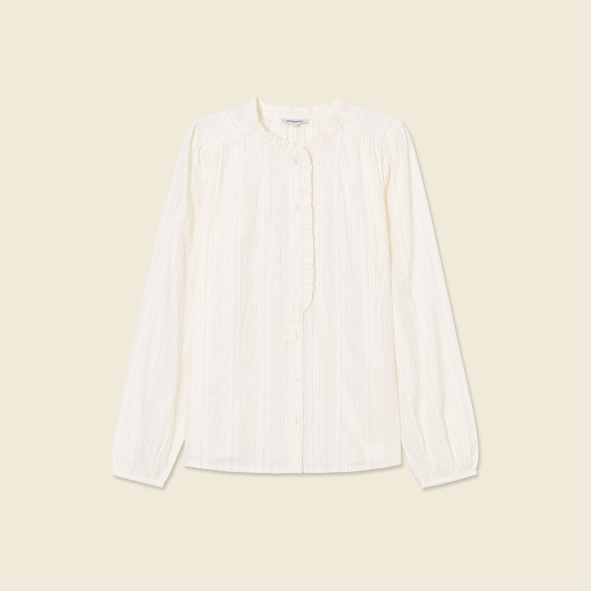 Chemise manches longues creme femme