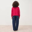Sweat droit col rond manches longues rouge clair femme