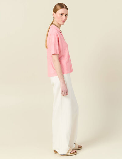 Chemise manches courtes rose femme