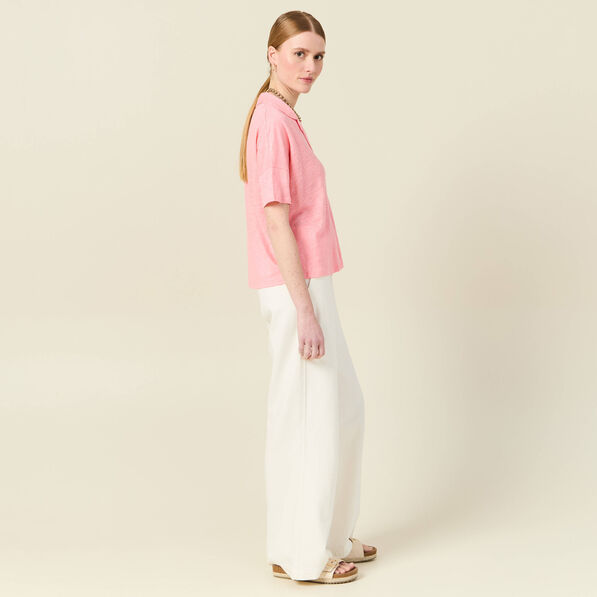 Chemise manches courtes rose femme
