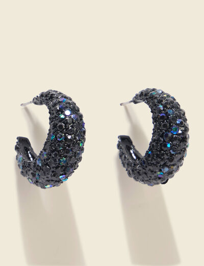 Boucles d'oreilles avec strass noir femme