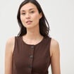 Robe sans manches en maille col rond marron fonc&eacute; femme